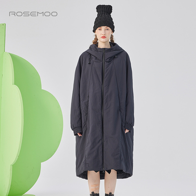 容子木ROSEMOO25春【商场同款】滑爽挺阔长款连帽棉服RSS1OP115A
