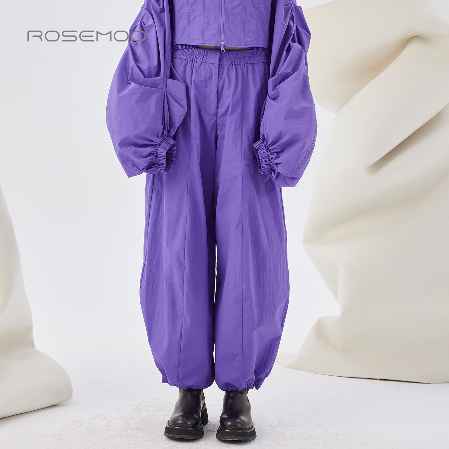 容子木ROSEMOO25秋【商场同款】哑光质感松紧腰长裤RSS3KP307C