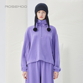 容子木ROSEMOO25冬商场同款 微弹竖纹条绒立领套头上衣RSS4TP314C