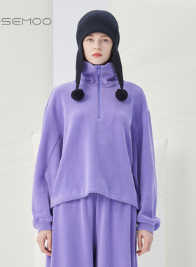 容子木ROSEMOO25冬商场同款微弹竖纹条绒立领套头上衣RSS4TP314C