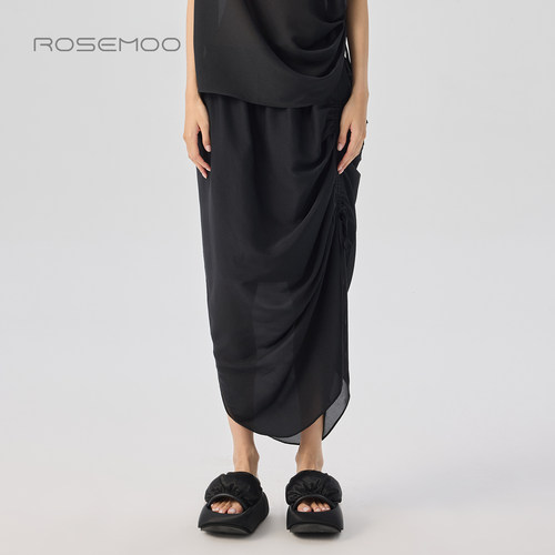 容子木ROSEMOO26夏【商场同款】垂顺抽褶松紧腰半裙RWM2QS315C