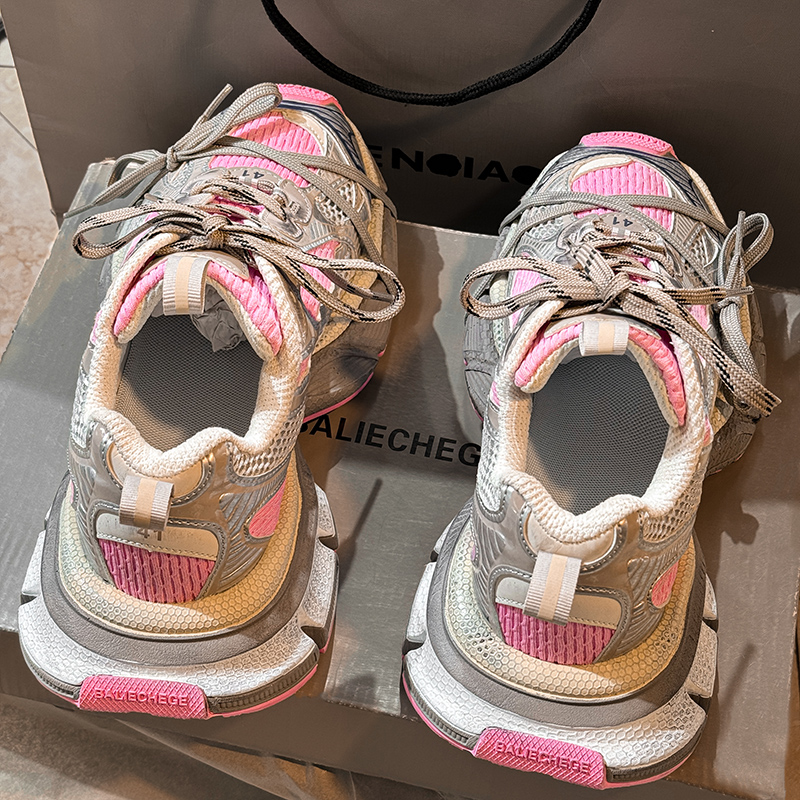 巴黎3xl老爹鞋男女款2025秋季新款厚底增高透气网布休闲运动鞋