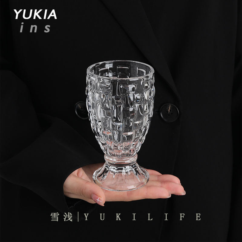 {格子间杯 横艇何妨钓野池}中古杯酒杯啤酒杯日式编织纹侘寂杯子