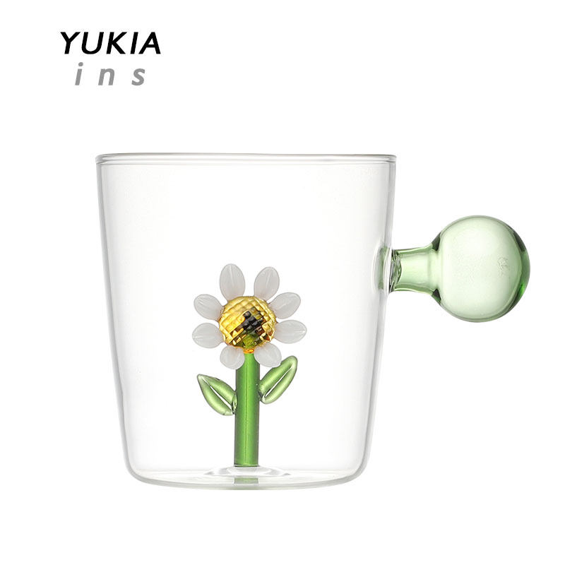 {温暖到你心底的向日葵} 中古vintage北欧ins手作玻璃杯 水杯杯子