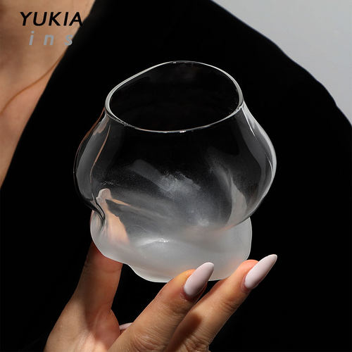ins风手作水晶玻璃威士忌酒杯