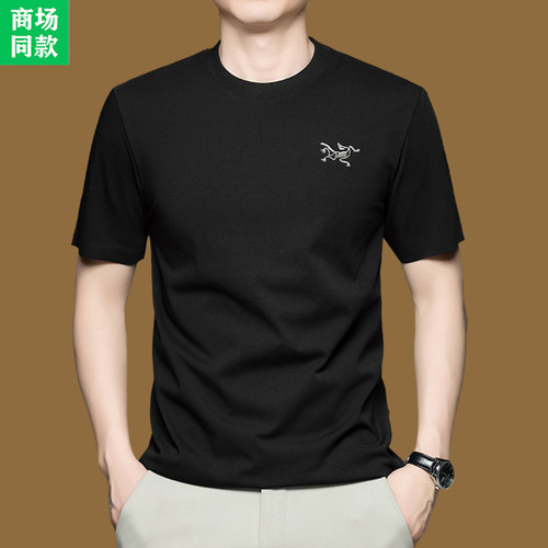 高端意大利短袖t恤男刺绣鸟同款