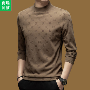 打底衫 正品 春秋半高领双面绒内搭修身 t恤男士 上衣 意大利德绒长袖