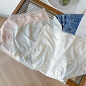 8287细腻面料80支奥地利超细天丝高弹三角裤 女中腰蕾丝边透气内裤