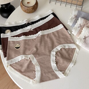 舒适内磨毛向内温暖 美拉德女士内裤腈纶保暖纯棉加长裆9967