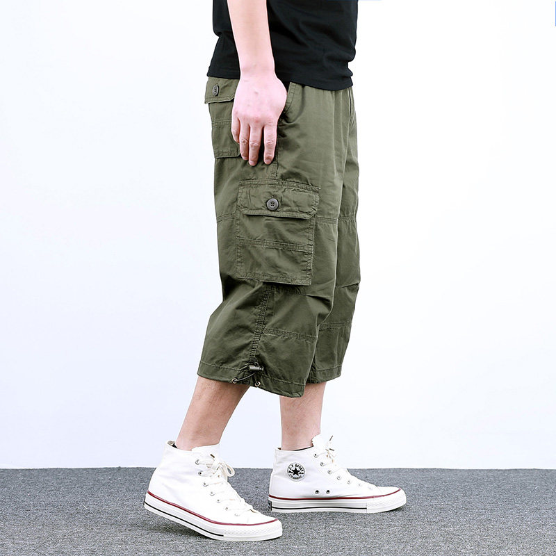 夏季男士运动裤七分裤男休闲裤宽松纯棉夏天青年工装中裤短裤潮流