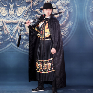 原创汉服男童飞鱼服新款明制古装锦衣卫儿童蟒袍龙年男百褶马面服