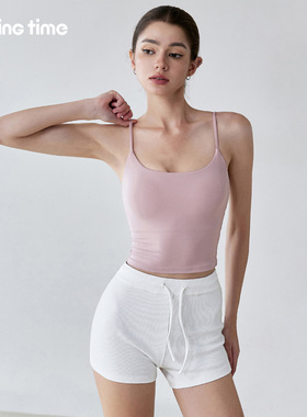 movingtime细肩带运动背心女带胸垫瑜伽服美背普拉提健身内衣文胸