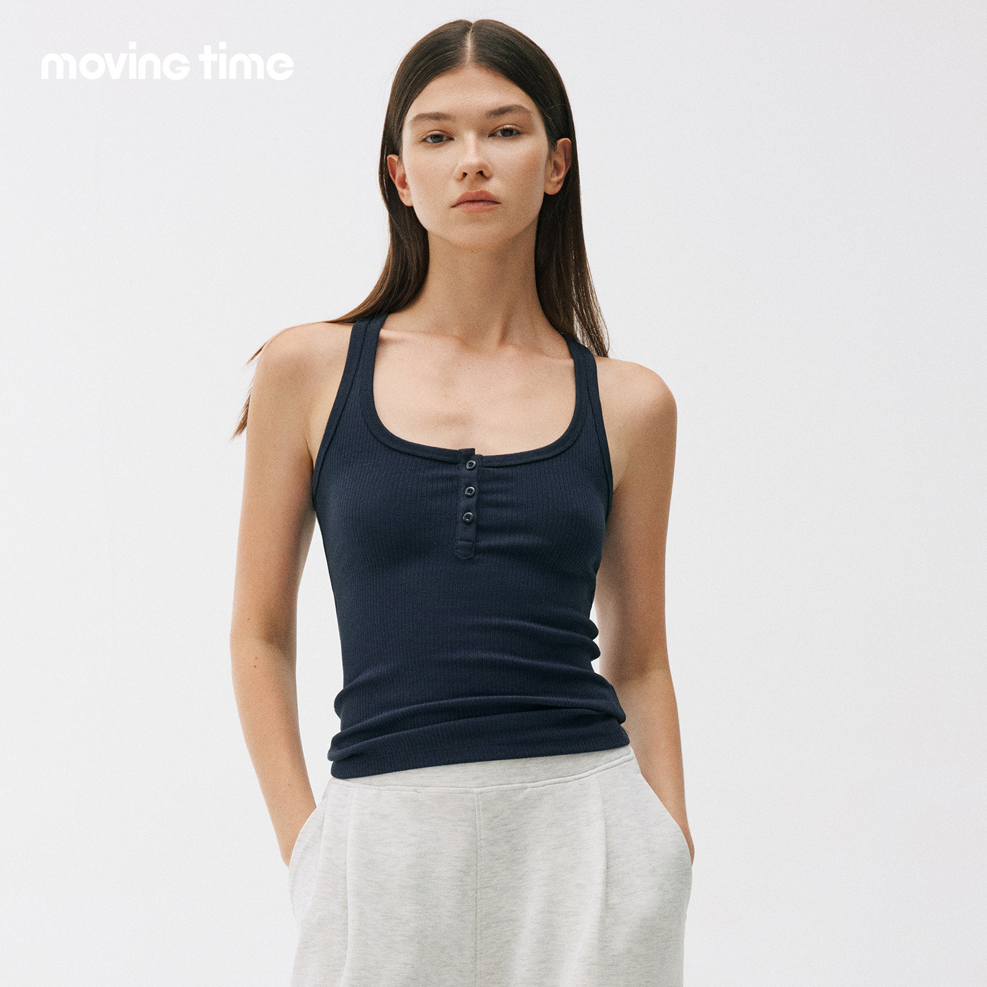 movingtime亨利领瑜伽背心外穿修身运动内衣女健身普拉提上衣内搭