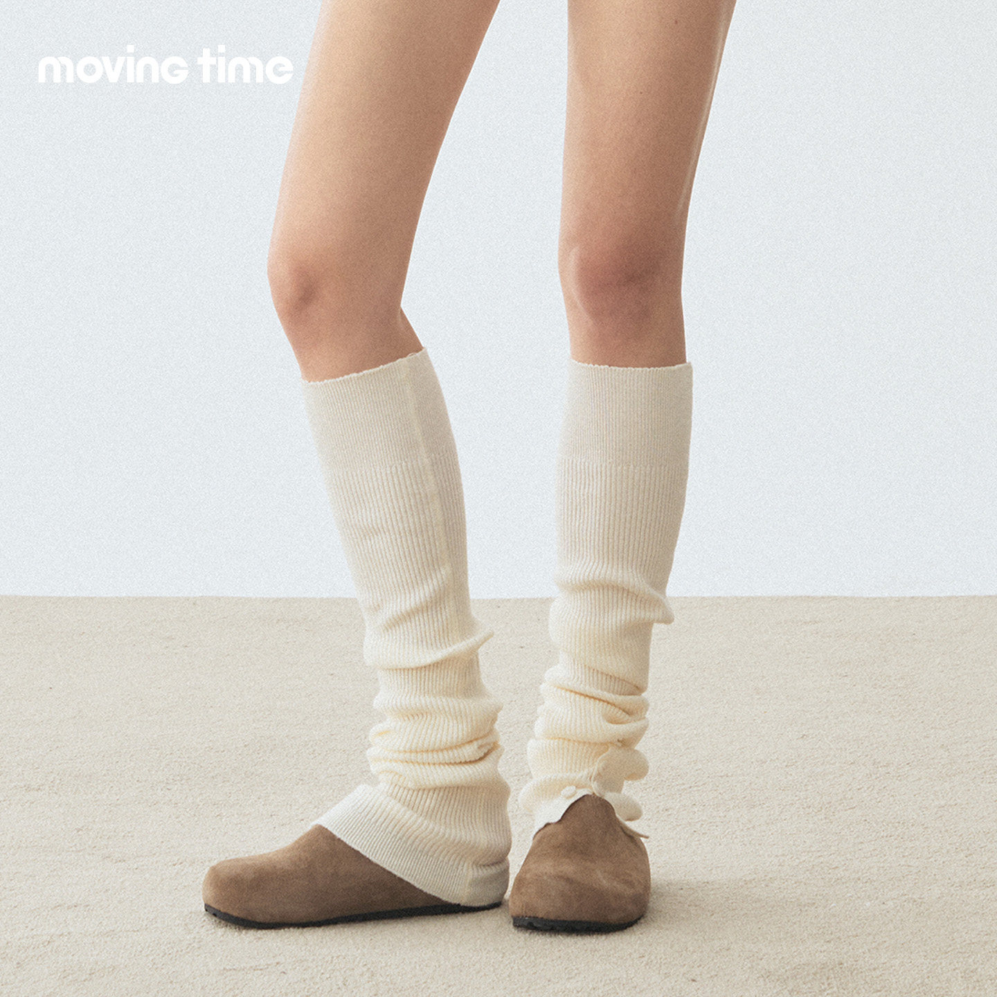 movingtime针织堆堆袜套女春秋保暖护腿瑜伽健身运动普拉提小腿袜