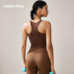movingtime工字背运动背心女固定胸垫健身衣舒适显瘦普拉提瑜伽服