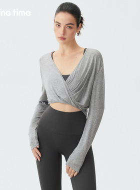 movingtime天丝瑜伽上衣女运动跑步普拉提健身服罩衫宽松长袖T恤