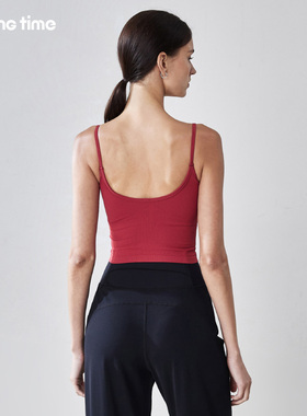 movingtime红色美背运动背心女一体式细带健身文胸显瘦瑜伽服吊带