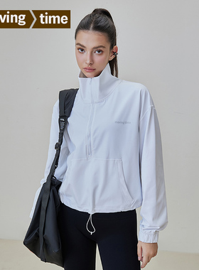 movingtime运动外套女宽松套头卫衣跑步训练罩衫休闲健身长袖上衣