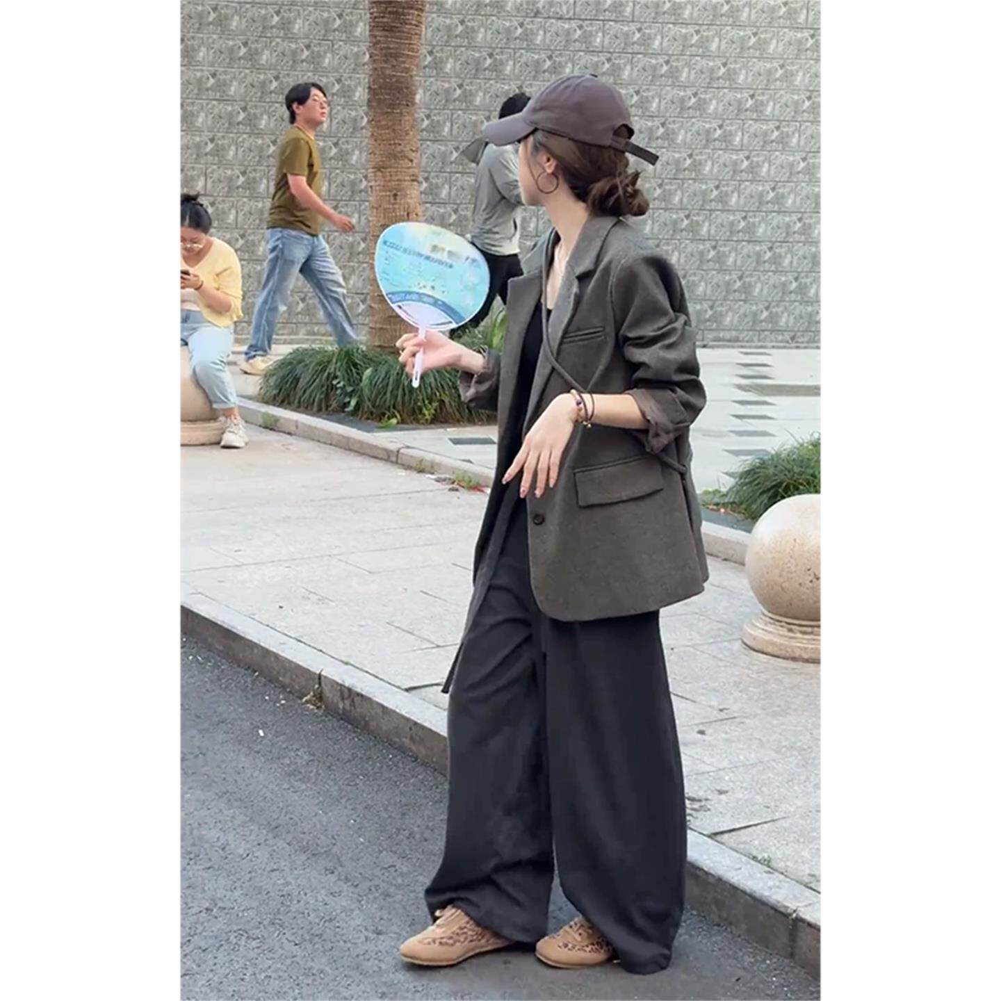 JOYIASS高级感套装韩系chic西装外套女秋季大码显瘦宽松阔腿休闲