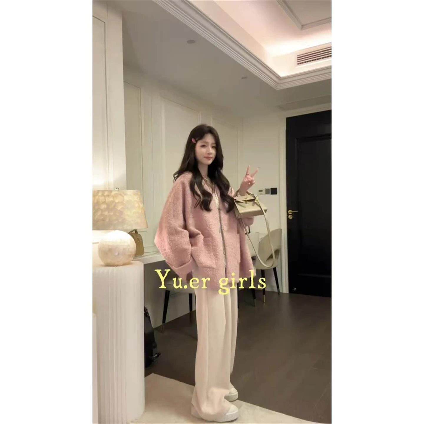 JOYIASS秋冬外套女2025新款韩系温柔风毛衣开衫内搭蕾丝上衣软糯