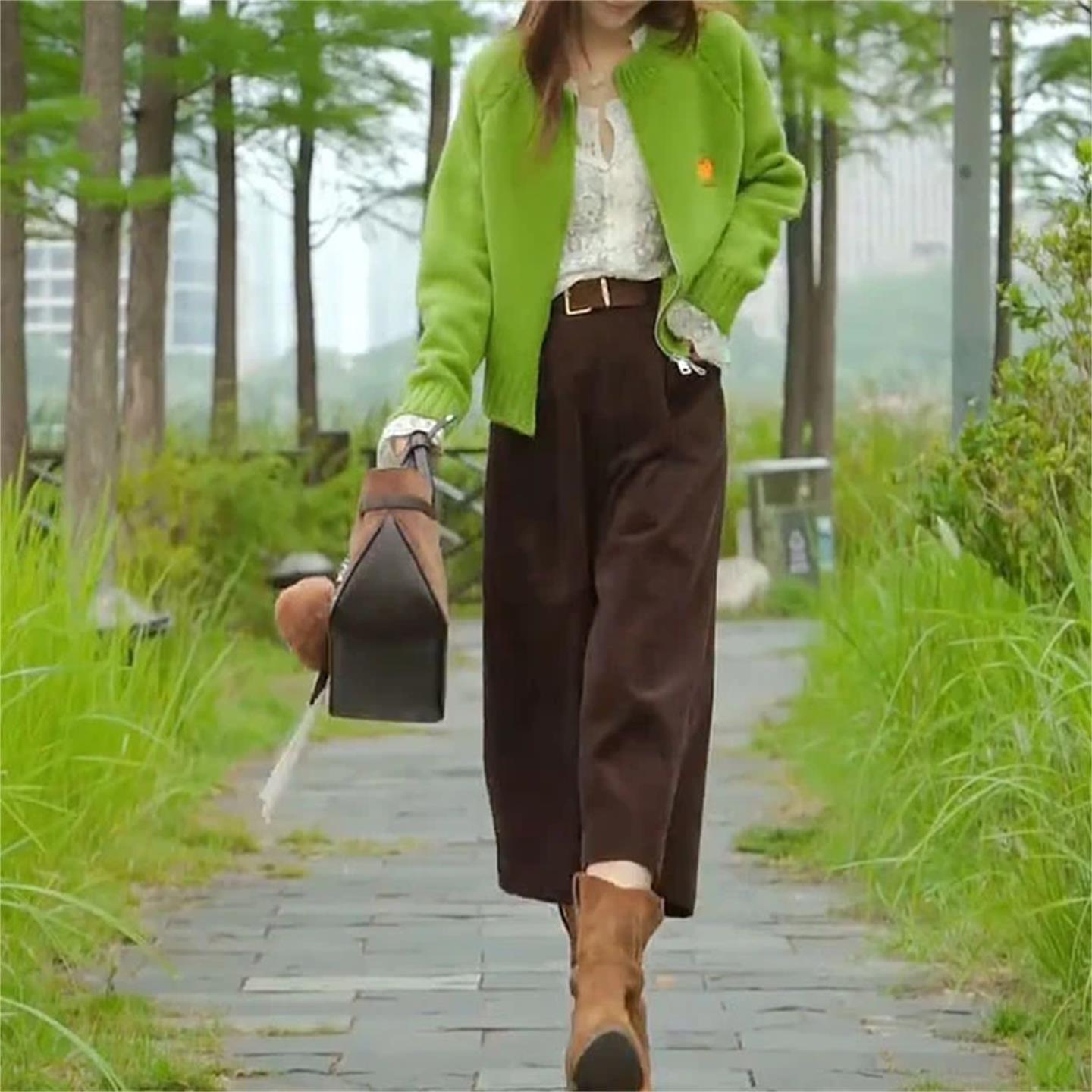 JOYIASS秋季女款套装气质蕾丝打底衫高级感刺绣毛衣外套复古阔腿