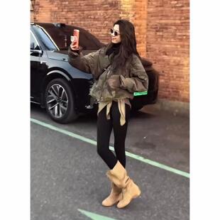 JOYIASS深冬穿搭一整套炸街迷彩派克服显瘦宽松设计感撞色翻领服