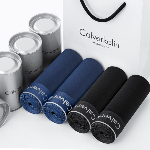 男士内裤男生纯棉短裤CK&calverkolin礼盒装抗菌透气裤衩平角四角