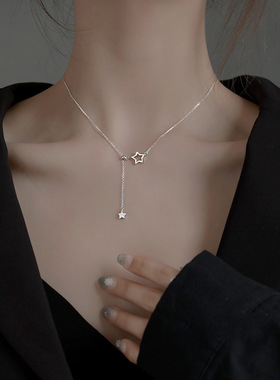 欧美闪钻星星项链女popu