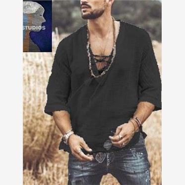 MeNSHirt男宽松大V领抽