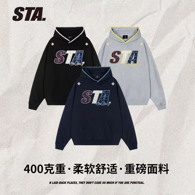 STA重磅连帽卫衣宽松美式复古男