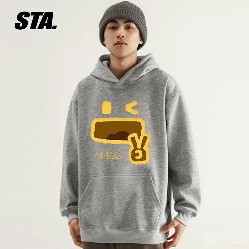 STA连帽衫套头宽松印花重磅卫衣