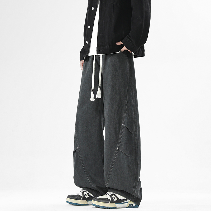 STA复古工装裤阔腿直筒长裤潮牌