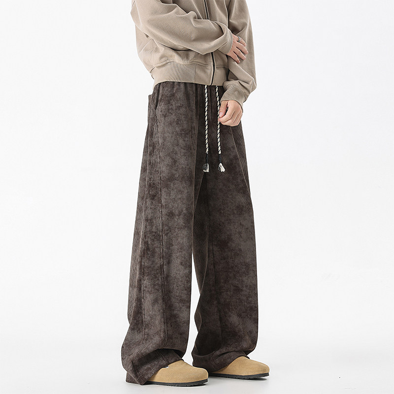 STA灯芯绒脏脏裤男秋冬季美式高街潮牌运动裤宽松百搭直筒休闲裤