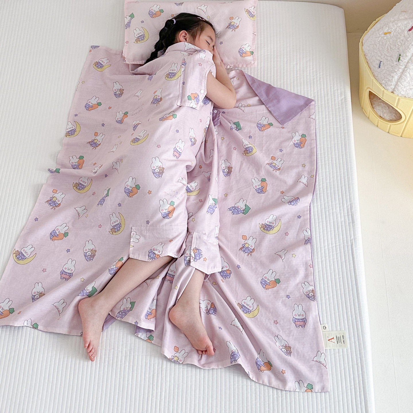 夏季纯棉纱布儿童防踢被子全棉护肚睡袋婴幼儿小学生防着凉神器