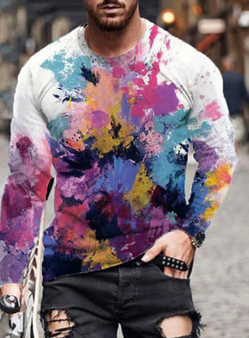 3D graffiti print round neck short sleeves3D涂鸦印花圆领短袖