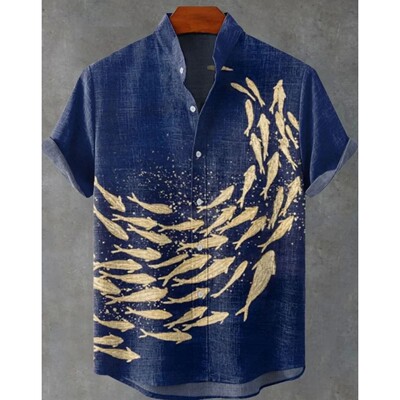 3D印花度假衬衣短袖男 3D printed vacation short sleeved shirt