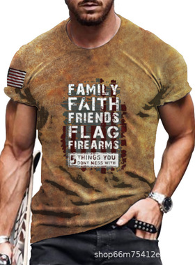 2021 men's summer round neck personality short-sleeved t-shi