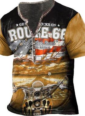 3D printed V-collar loose short sleeves休闲3D印花V领宽松短袖