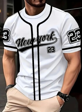 3D印花数字圆领短袖上衣printed round neck short sleeved shirt