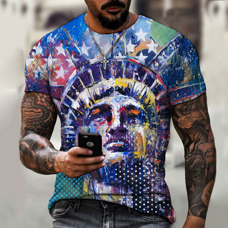 3D printed short sleeve men's T-shirt休闲3D人物印花短袖士T恤