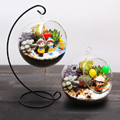 15多肉植物微景观diy材料组合装 饰品造景小盆栽器摆件侧双孔吊瓶