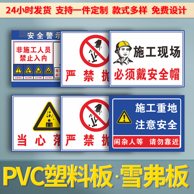 牌示工地 进入安全帽提戴明安全标识牌收坠物现文示施工建筑请配