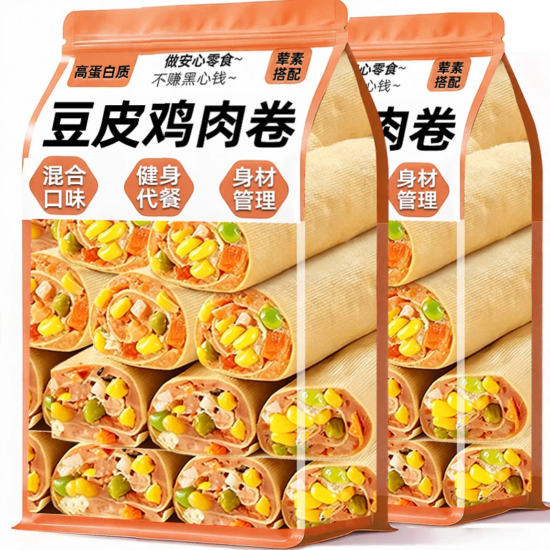 豆皮鸡肉卷开袋即食早餐休闲零食图片