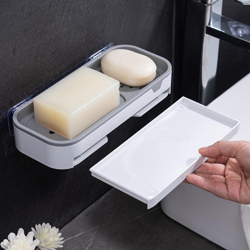 挂壁式肥皂架家用免打孔香皂置物架卫生间浴室洗漱台多功能肥皂盒