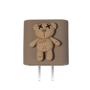 适用苹果20w充电器保护套iPhone15pro/14/13数据线防折绳iPad2022款充电线防宠物咬两端套12手机壳可爱小熊款