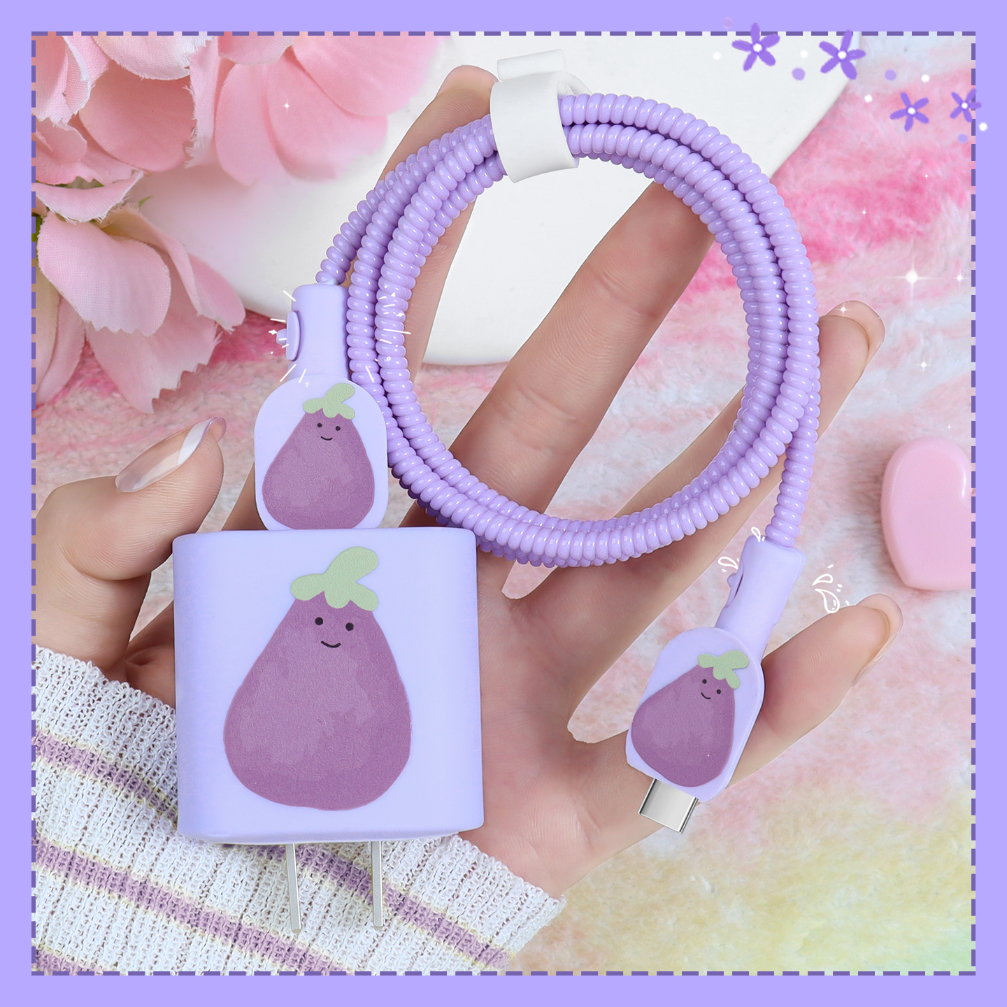 充电器数据线保护套可爱硅胶新款