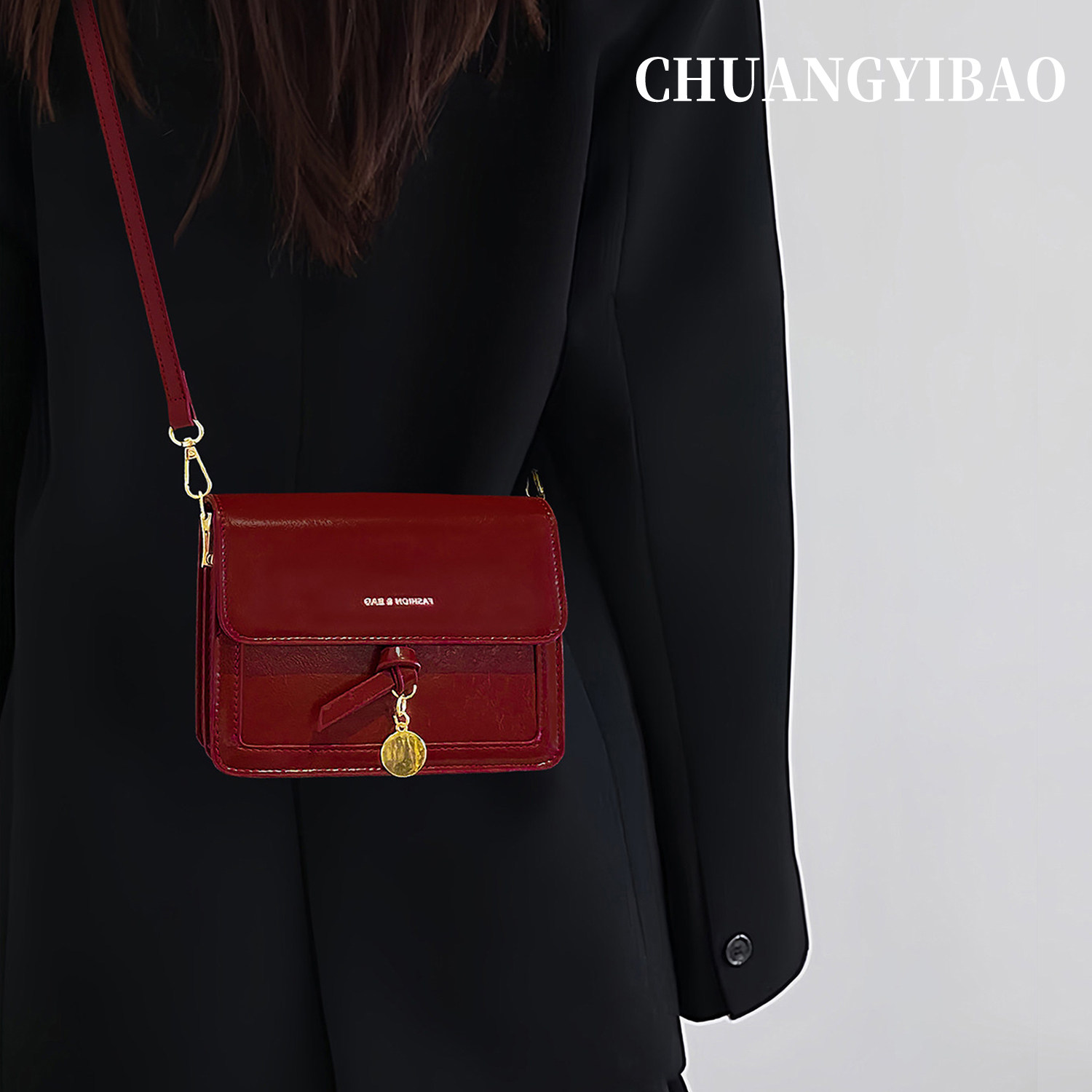 秋冬红色超火小方包包女式2025新款高级感轻奢小众通勤斜挎小婚包,箱包皮具/热销女包/男包,小方包,淘宝优惠券,粉丝福利购,淘宝优惠卷