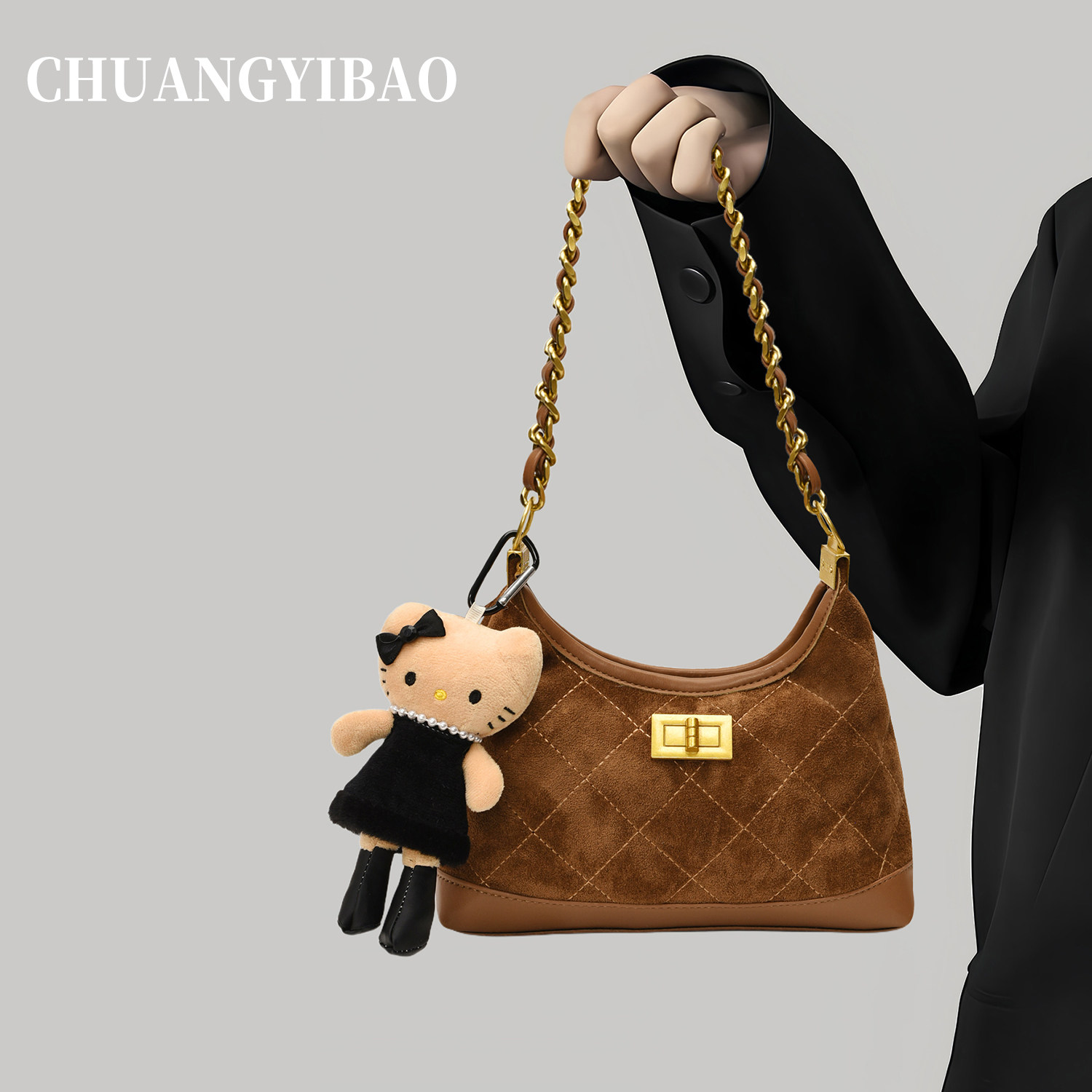 超火磨砂链条腋下包包女式2025新款高级感轻奢小众精致通勤斜挎包,箱包皮具/热销女包/男包,腋下包,淘宝优惠券,粉丝福利购,淘宝优惠卷