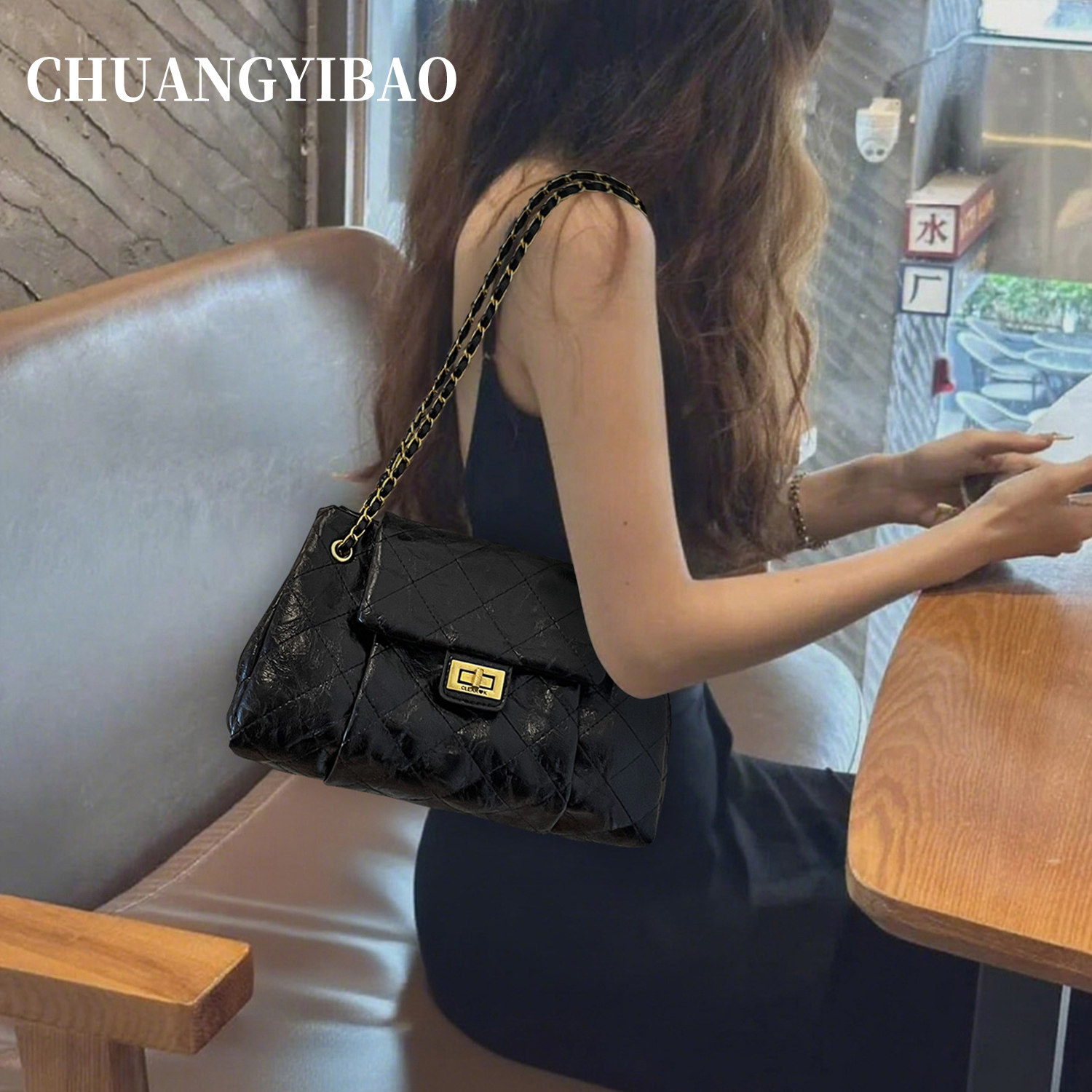 黑色小香风腋下托特包包女式2026新款高级感大容量通勤百搭单肩包,箱包皮具/热销女包/男包,腋下包,淘宝优惠券,粉丝福利购,淘宝优惠卷