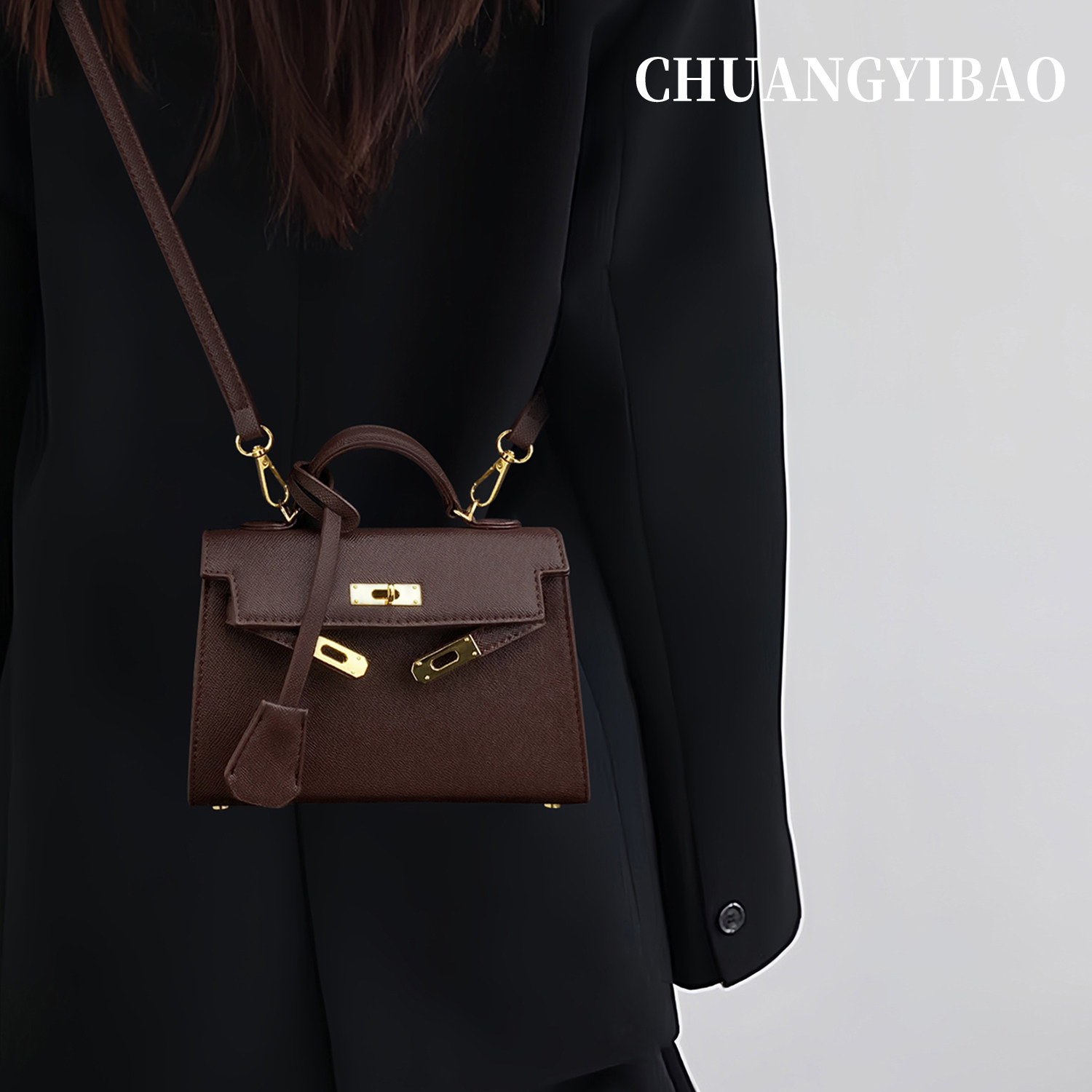 秋冬咖色超火手提凯莉包包女2025新款轻奢小众高级感通勤斜挎小包,箱包皮具/热销女包/男包,小方包,淘宝优惠券,粉丝福利购,淘宝优惠卷